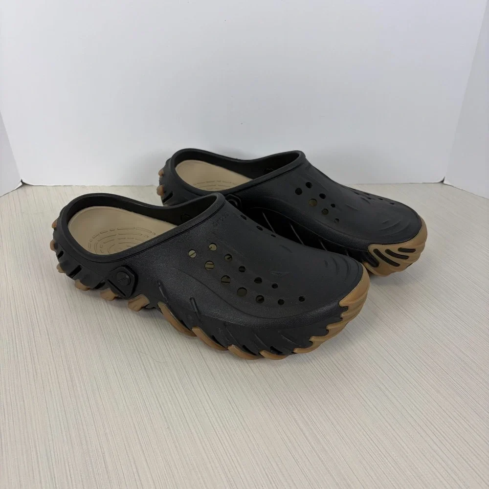 CROCS Echo Clog Black Gum Adjustable Strap 211675-001 Size Mens Size 12 NEW